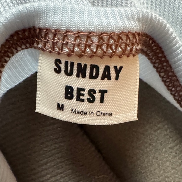 Sunday Best light blue Crop Top with Brown Stitching - Picture 5 of 5